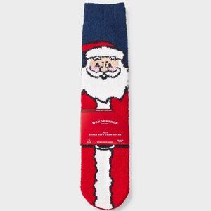 Men's Vintage Santa Cozy Crew Socks -Wondershop Navy/Tan Size 6-12